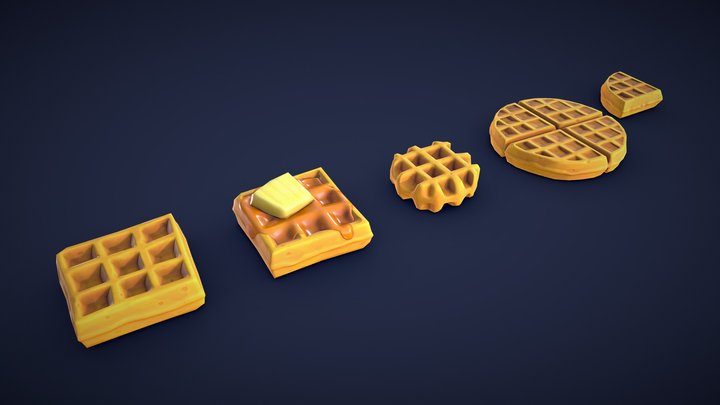 Stylized Waffles - Low Poly 3D Model