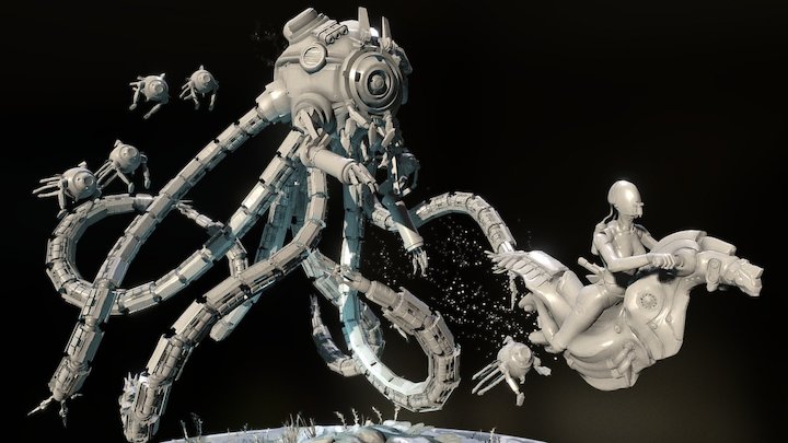 Escape from the Octobots!  - Low poly 3D Model