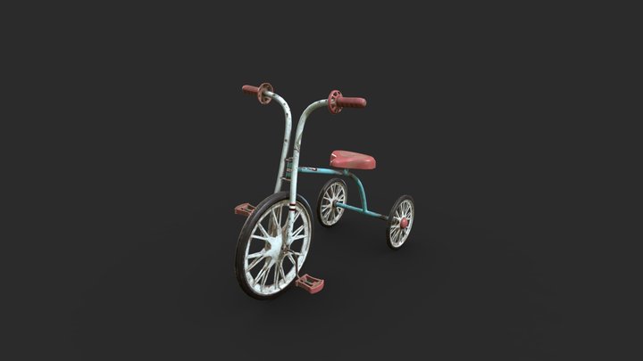 Old Soviet child tricycle 3D Model