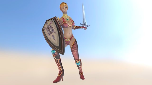 Fantasy Warrior Girl 3D Model