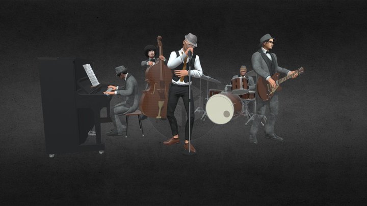 Group Band Musician Jazz and Blues 3D Model