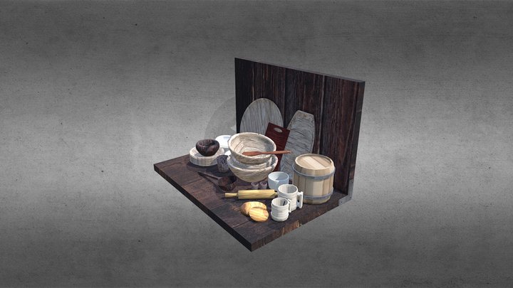 Wooden dishes 3D Model