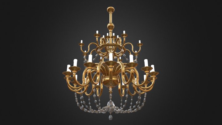 Antique Unlit Brass Chandelier | Free 3D Model