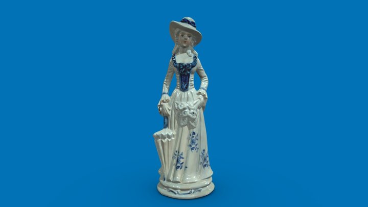 Capodimonte white lady with umbrella 3D Model