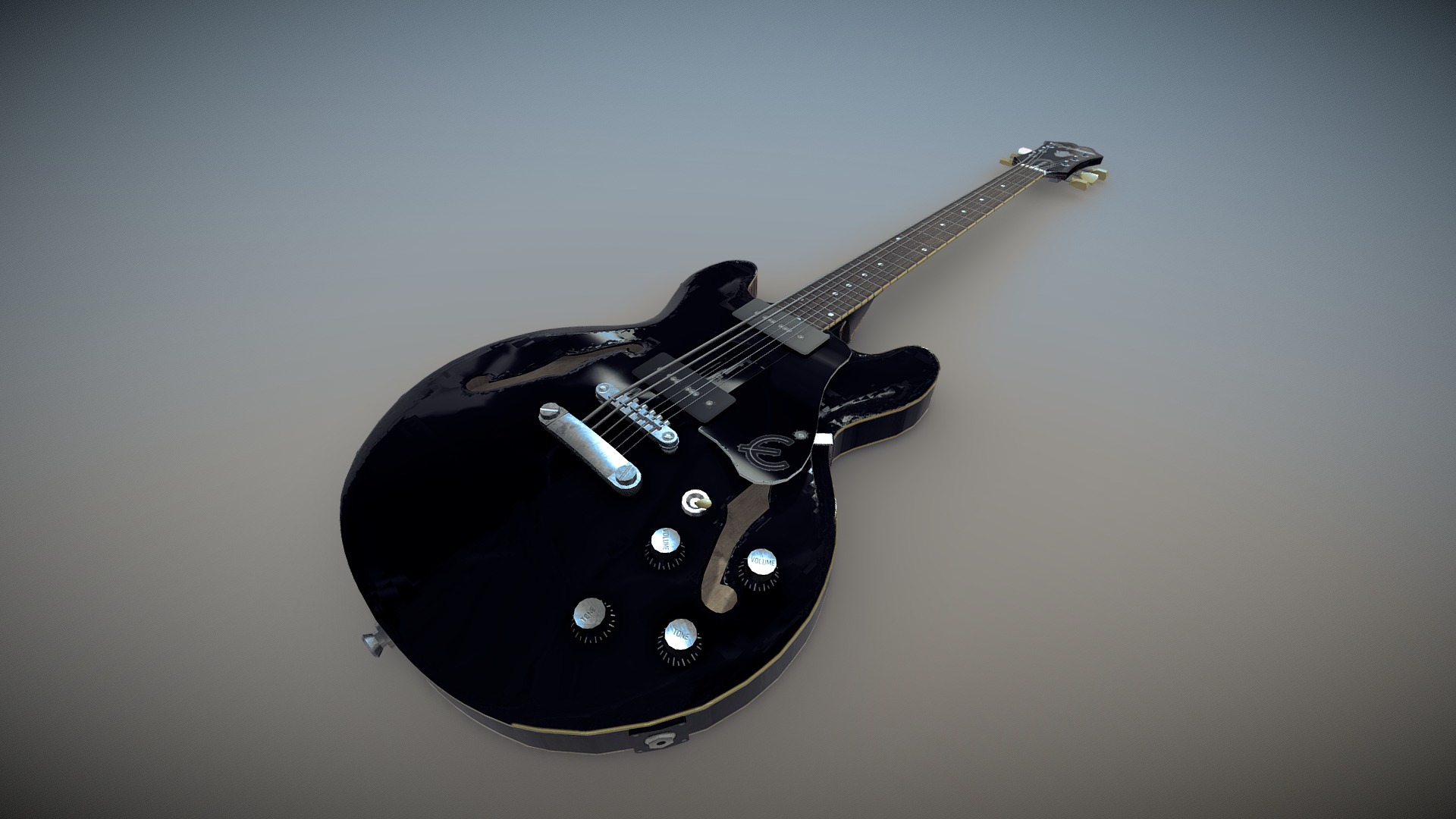 3D model Epiphone ES-339 P90 PRO - This is a 3D model of the Epiphone ES-339 P90 PRO. The 3D model is about a black electric guitar.