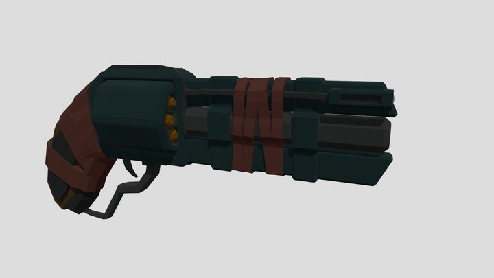 Future-tech lowpoly 3d Revolver (free) 3D Model