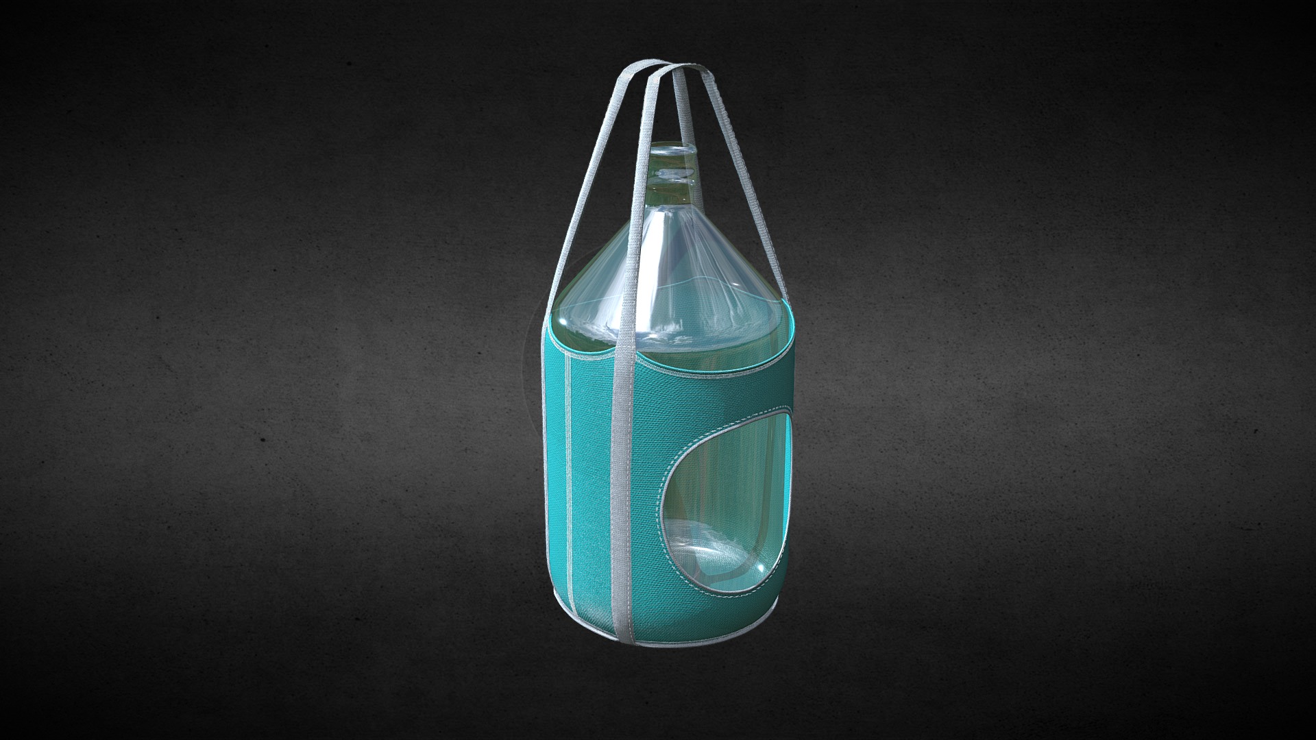 3D model Bottle carrying cloth bag (20 litres) - This is a 3D model of the Bottle carrying cloth bag (20 litres). The 3D model is about a clear plastic bag with a blue lid.