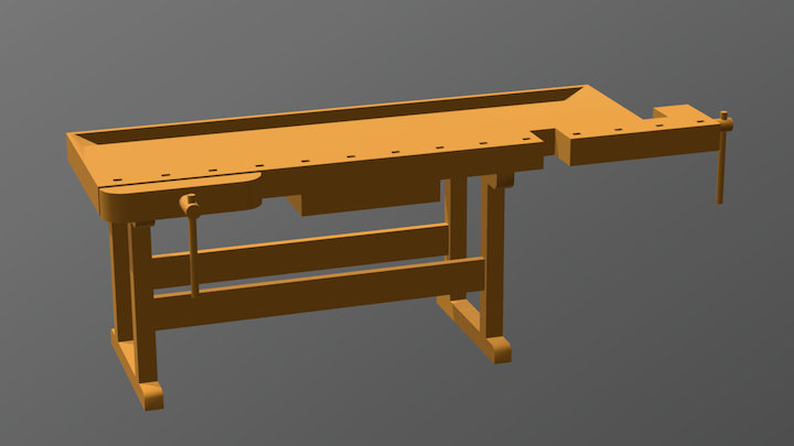 Carpenters Workbench 2000x820x645 3D Model