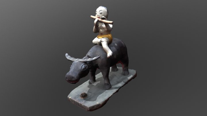 Boy with Buffalo 3D Model