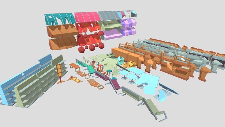 urban lomon props ( LOW POLY/STYLIZED ) Pack 02 3D Model