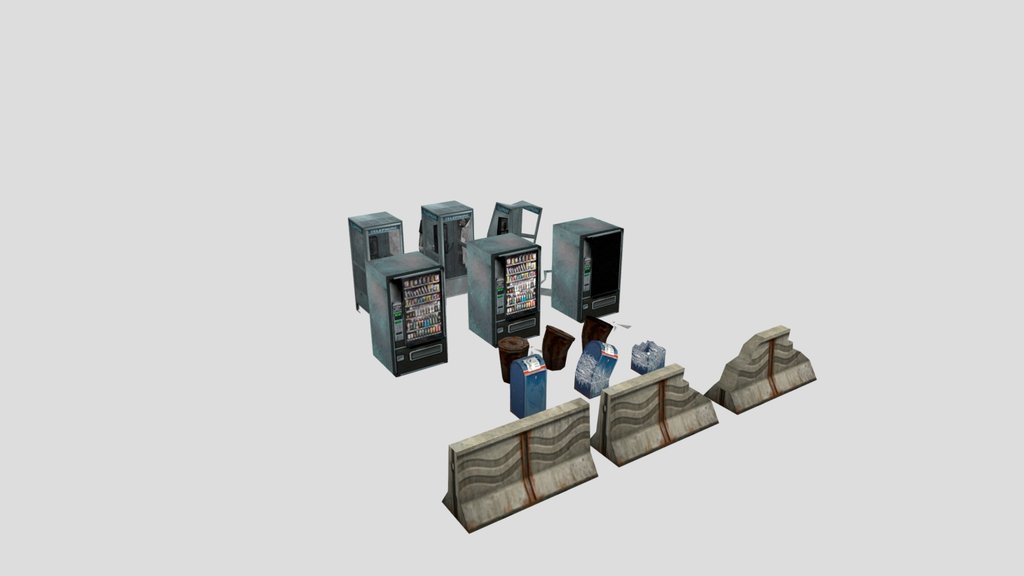 Low-poly Urban Street Props Pack (PS1 Style)