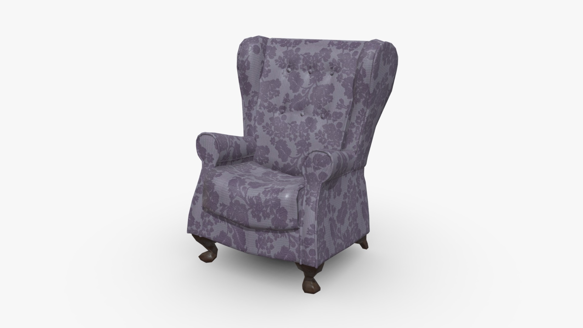 3D model Victorian Fabric Wingchair - This is a 3D model of the Victorian Fabric Wingchair. The 3D model is about a chair with a cushion.