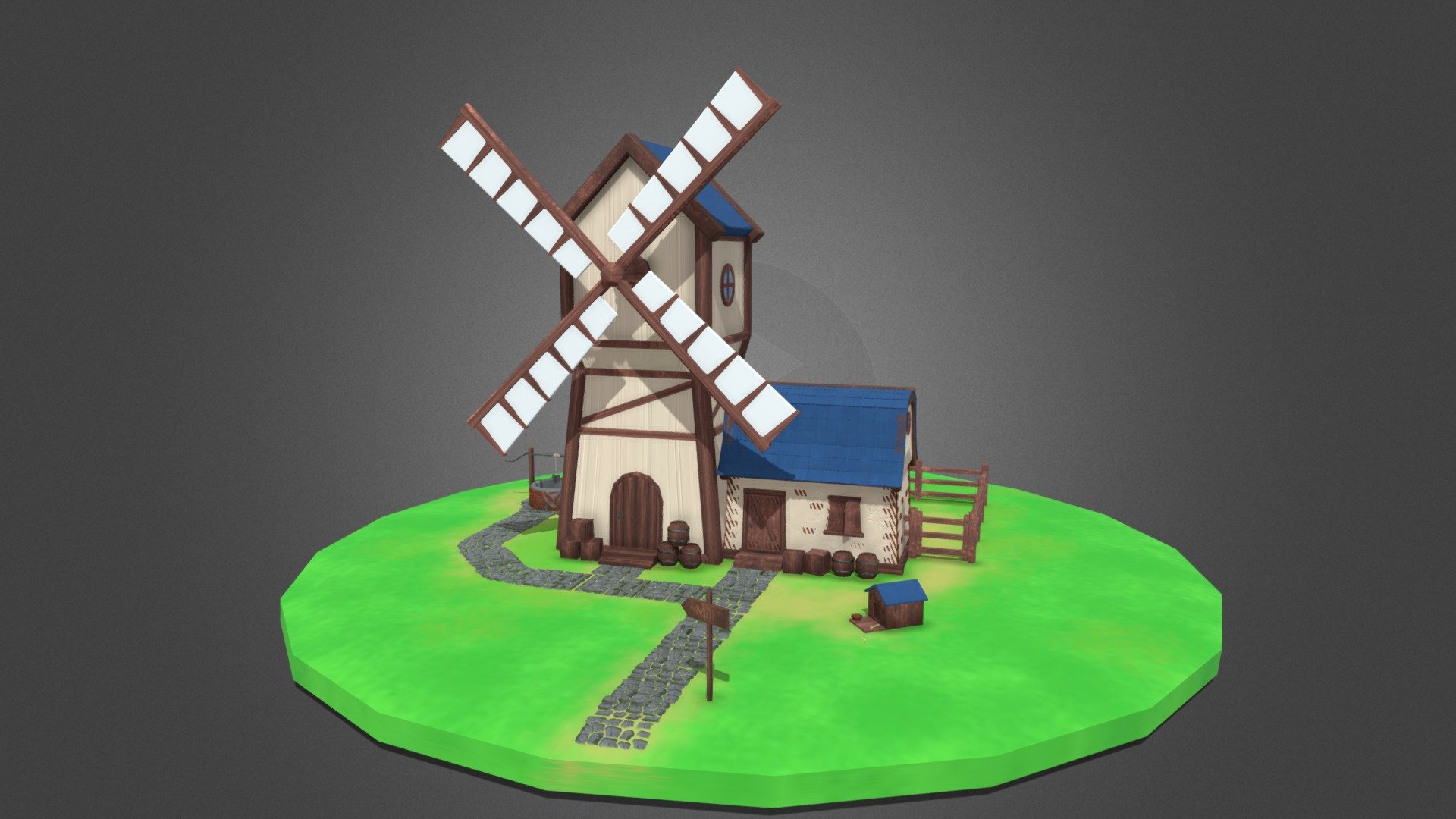 Lowpoly Stylized Mill