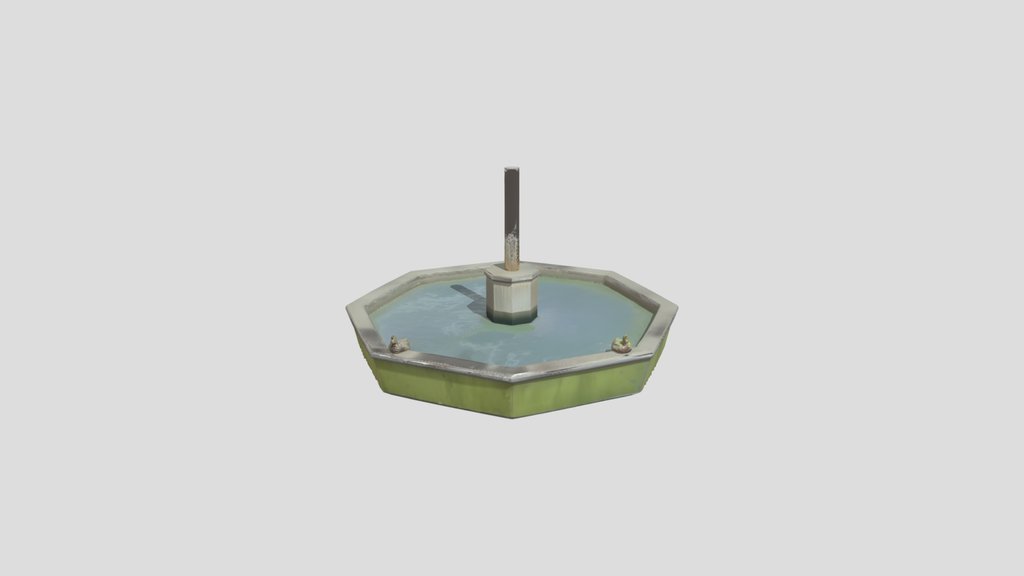 Fountain basin with swimming ducks.