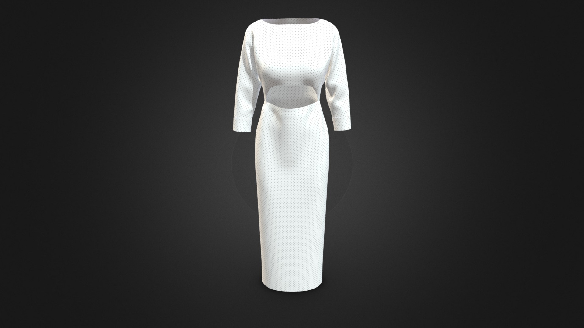 3D model Boat Neck Tie Dress - This is a 3D model of the Boat Neck Tie Dress. The 3D model is about a white dress on a black background.