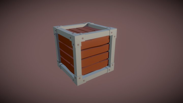 Low Poly Wooden Box 3D Model