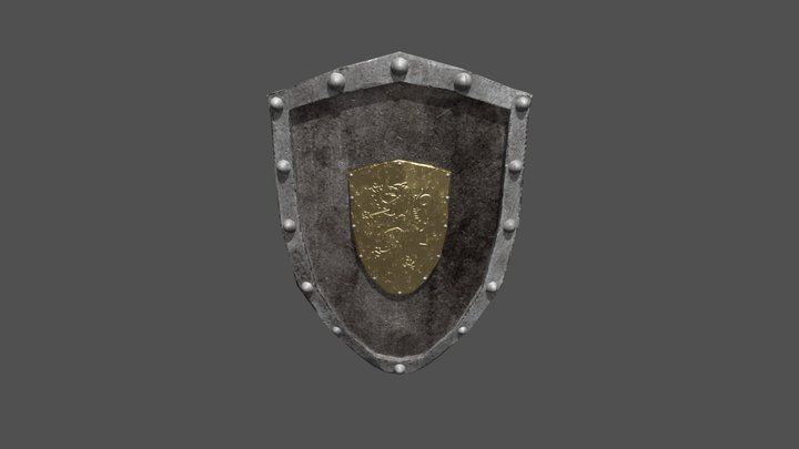 Medieval Lion Shield 3D Model