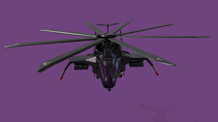 Attack Helicopter Sci-Fi (Generic) 3D Model