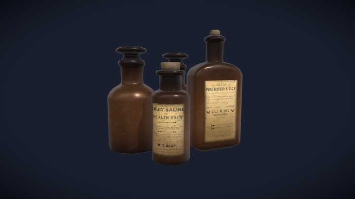 Antique Medicine Bottles 3D Model