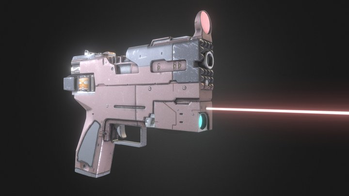 SciFi Laser Weapon Low Poly PBR 3D Model