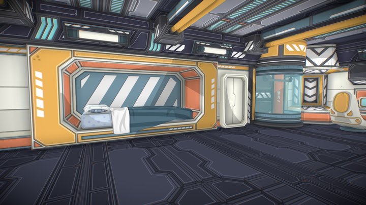 ToonSpaceship - Dormitory room 3D Model
