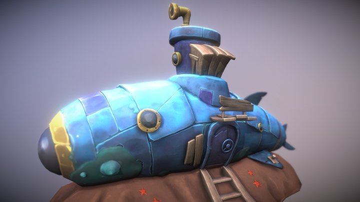 Submarine House Hand-Painted 3D Model