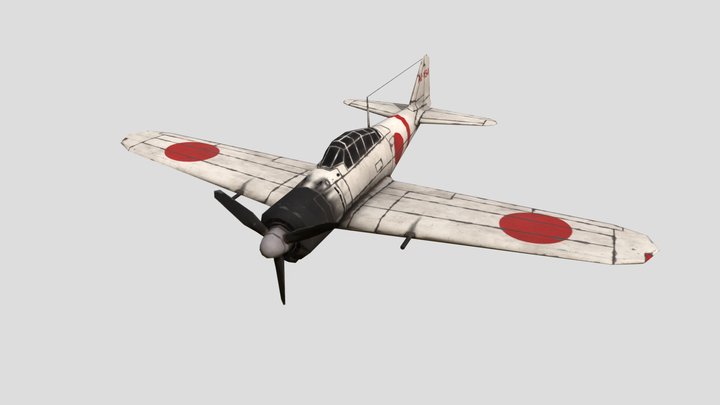 A6M Zero Low Poly 3D Model