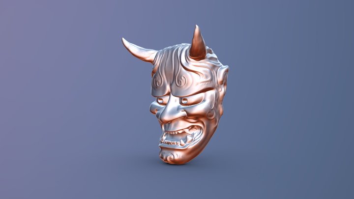 Hannya mask with hidden skull. 3D Model