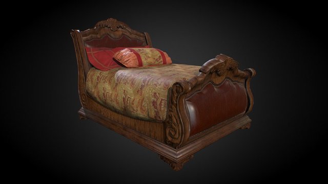 Classic bed MainShape (LOD 0: 13.536 Tris) 3D Model
