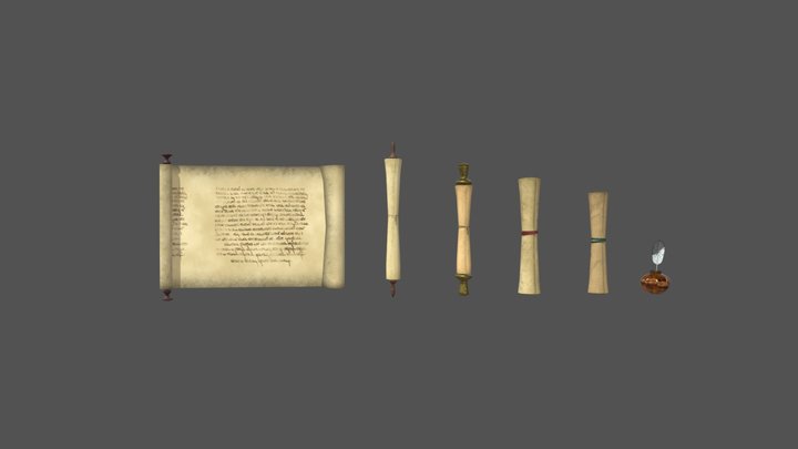 Scrolls collection Low-poly 3D model 3D Model