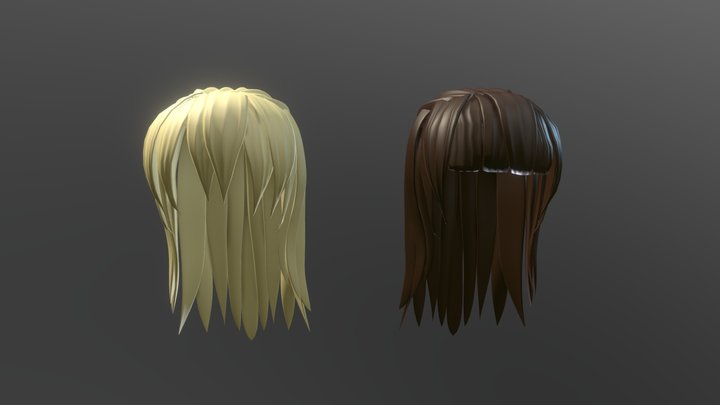 Set of Hair 3d model. Free download.