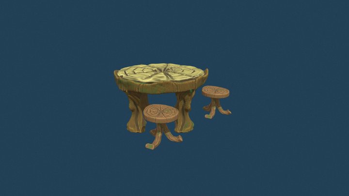Forest Table and chairs 3D Model