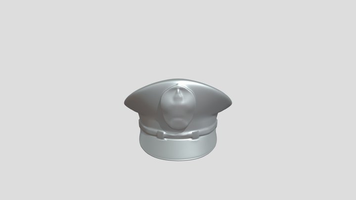 Black military or police peaked cap with emblem 3D Model