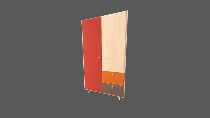 Lowpoly Wardrobe 3D Model