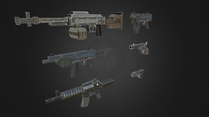 Low poly weapons 3D Model