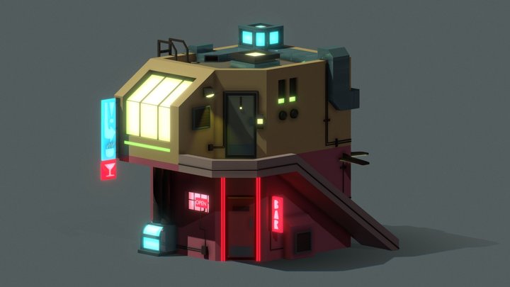 SKVOT Lesson / Low-Poly Futuristic Building 3D Model