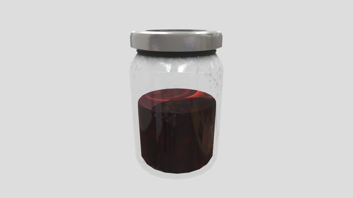 Jar of strawberry jam 3D Model