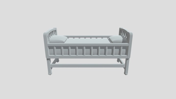 White Wooden Crib 3D Model