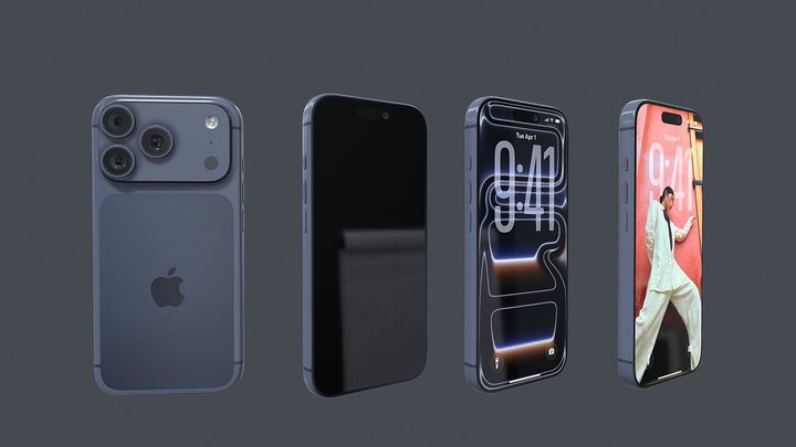 Apple Iphone 17 Pro Blue 2025 3D Model