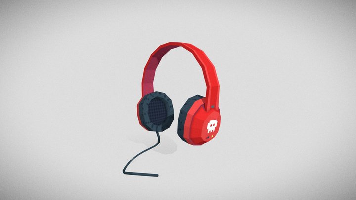Headphones Low Poly Pixelart 3D Model