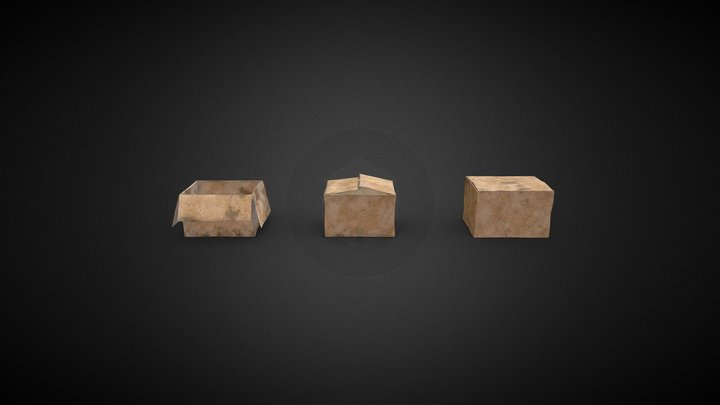 Old dusty cardboard boxes 3D Model