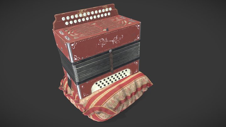 Accordion low poly 3D Model