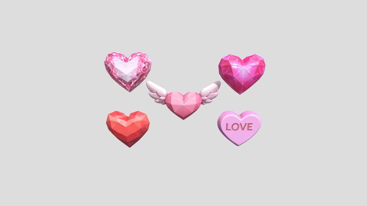 Valentine Crystal Heart Collection 3D Model