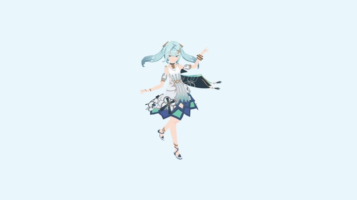 Faruzan Splash Art Idle Animation 3D Model