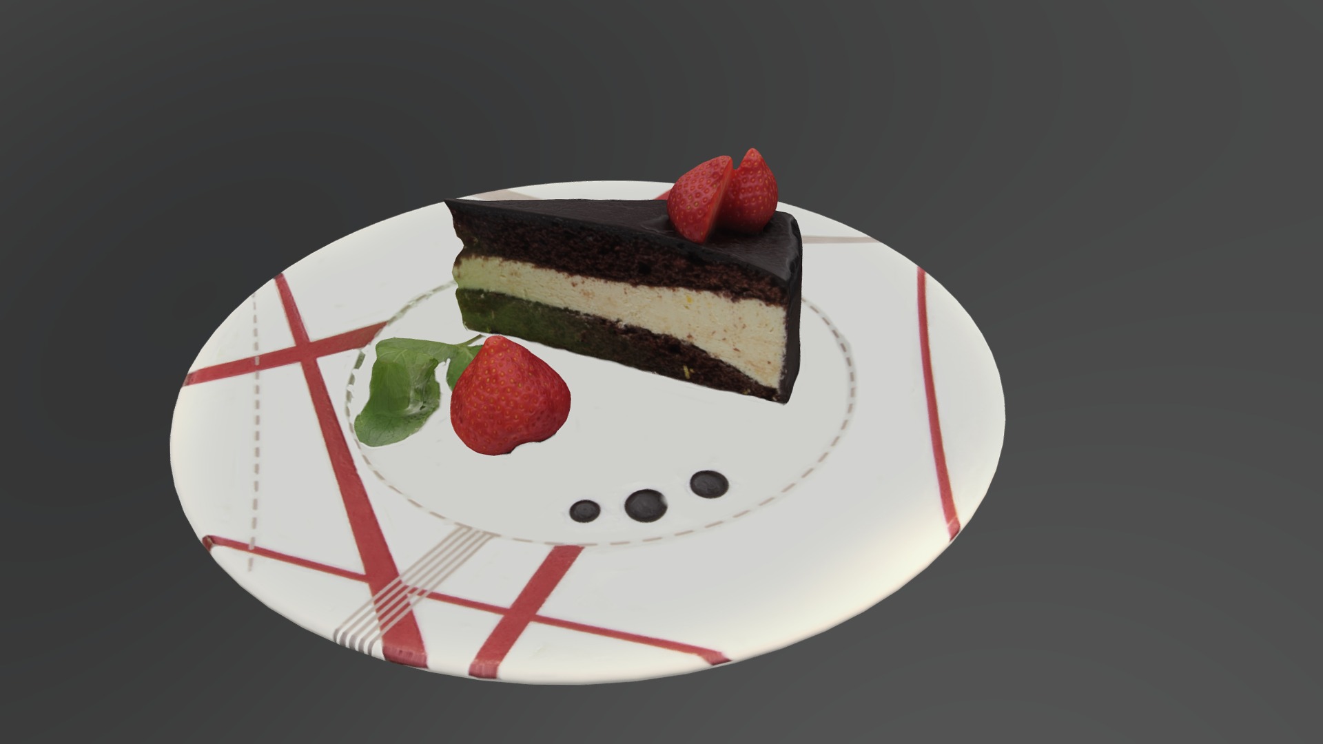 3D model 9Olimp - This is a 3D model of the 9Olimp. The 3D model is about a slice of cake with strawberries on top.