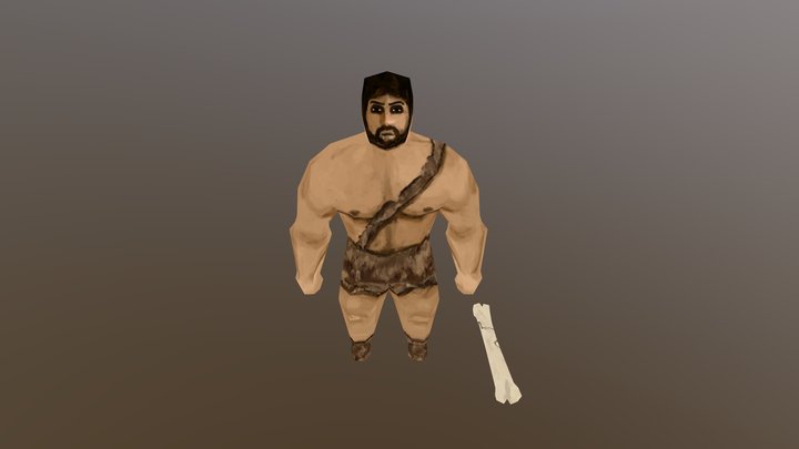 Low Poly Handpainted Caveman 3D Model