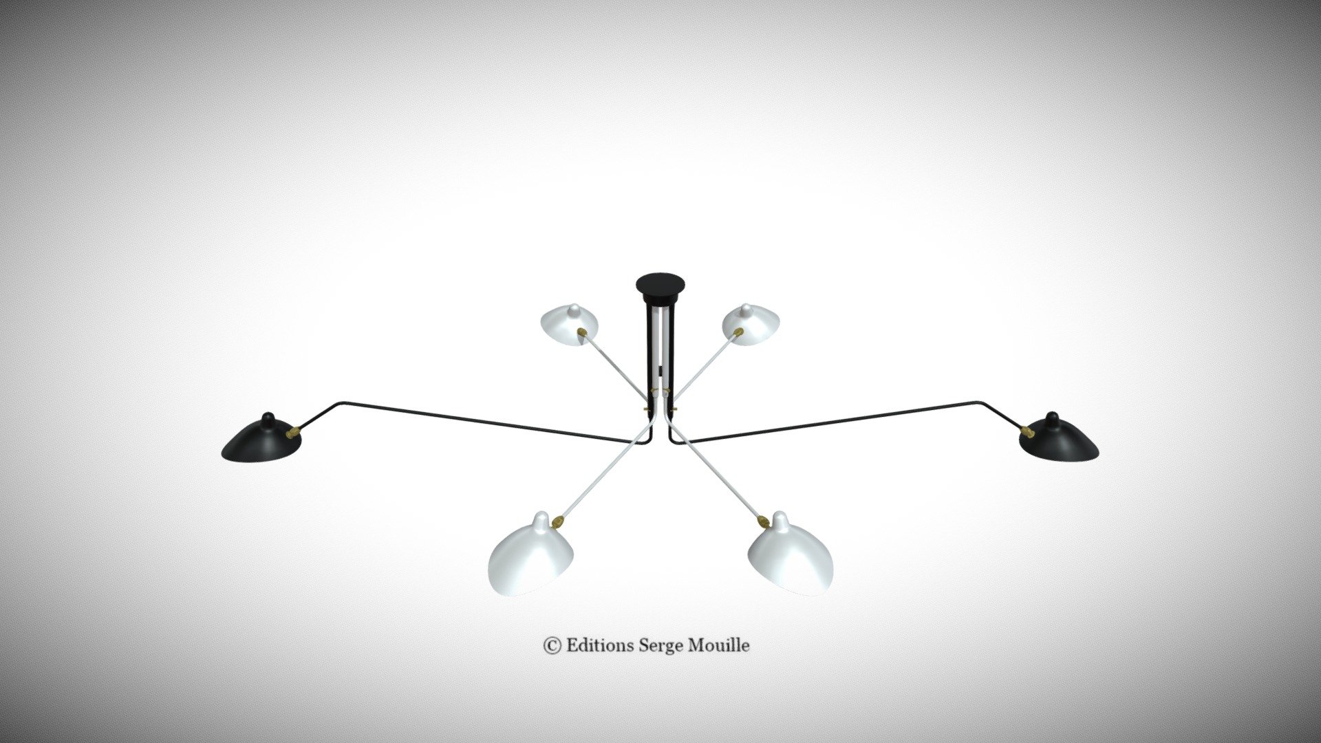Plafonnier 6 bras pivotants N&B (P6B) — Sketchfab embed 3D viewer