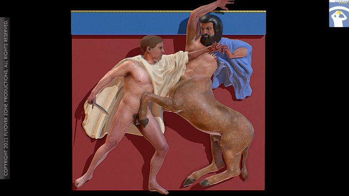 3D rendering of Metope South 07 Restored (Parthenon)