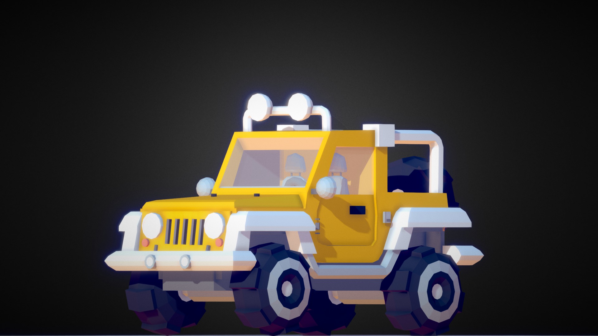3D model Low Poly Jeep - This is a 3D model of the Low Poly Jeep. The 3D model is about a toy car with lights.
