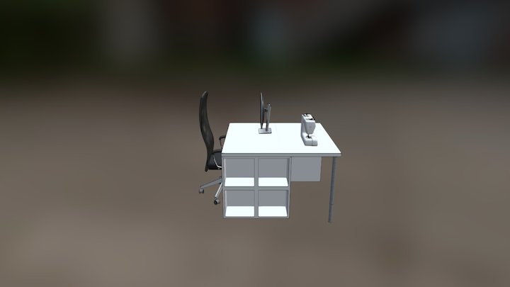 Double Desk Setup 3D Model